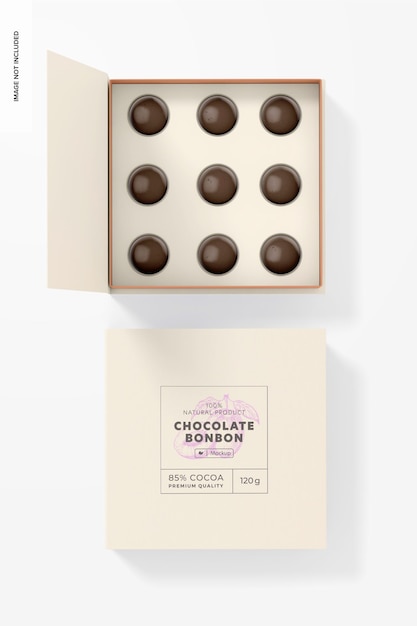 Chocolate Bonbon Luxury Box Mockup, Top View