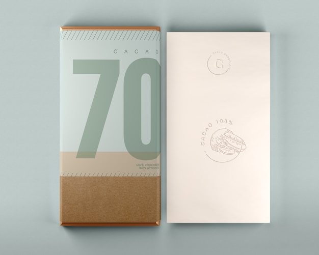 Шоколадная коробка и макет дизайна упаковки