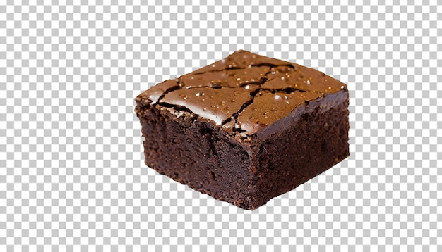 Chocolate brownie cake isolated on transparent background