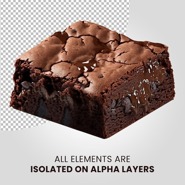 PSD chocolate brownie isolated on alpha layers png