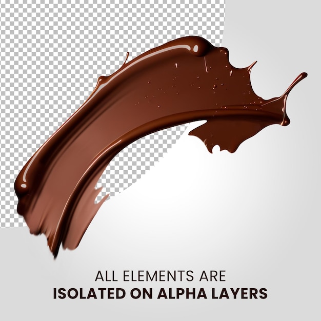 Chocolate brush splash isolated on alpha layer png