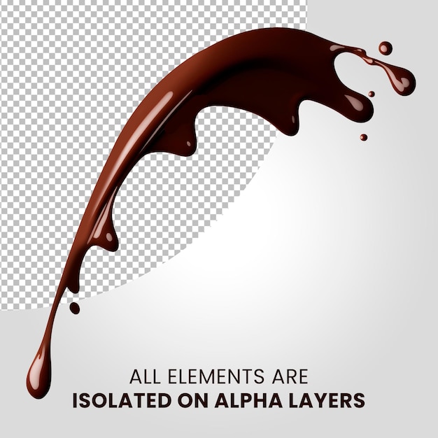 PSD chocolate brush splash isolated on alpha layer png