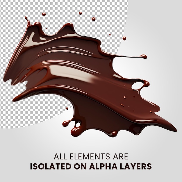 Chocolate brush splash isolated on alpha layer png