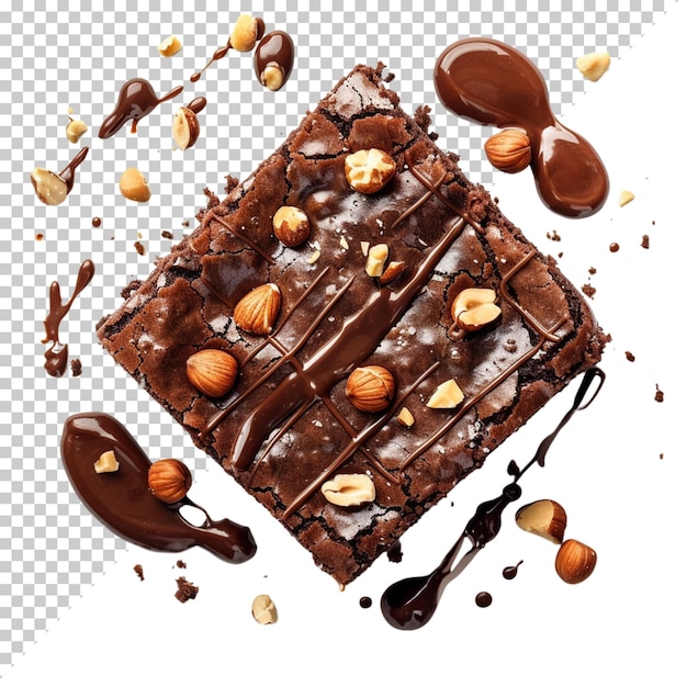 Шоколадный торт черный лес gateau орехи шоколадный день изолирован на прозрачном фоне