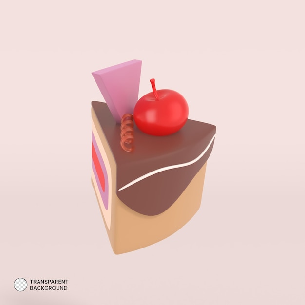 Chocolate cake icon isolated 3d render illustration