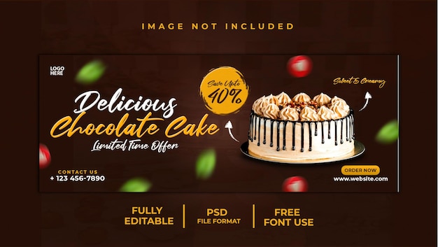 PSD chocolate cake social media facebook cover banner and template