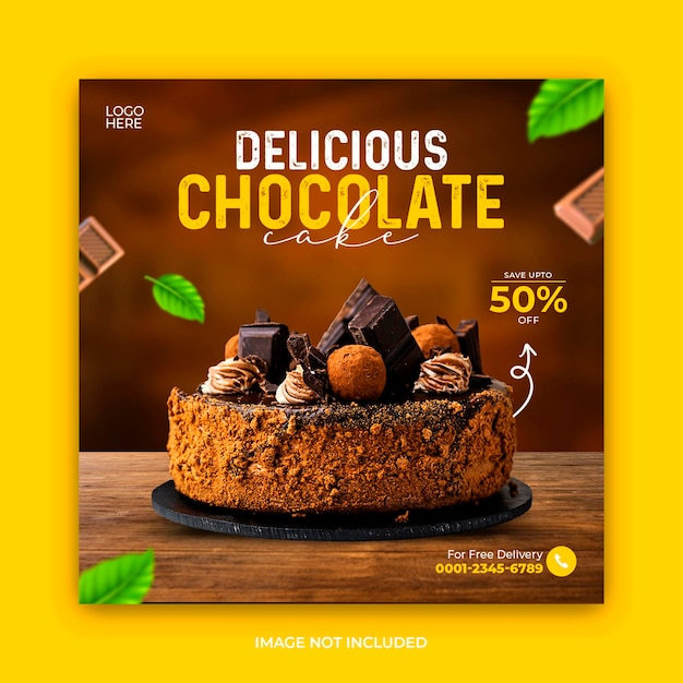 Chocolate cake social media post template