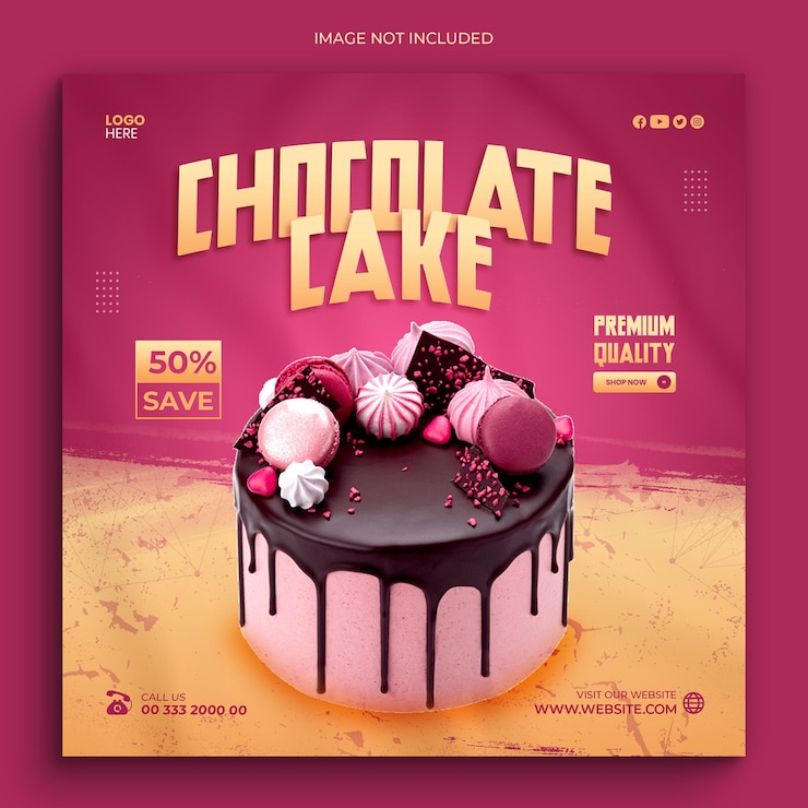 チョコレートケーキソーシャルメディア投稿テンプレート