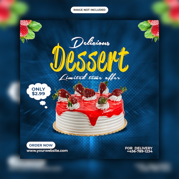 PSD chocolate cake social media post template