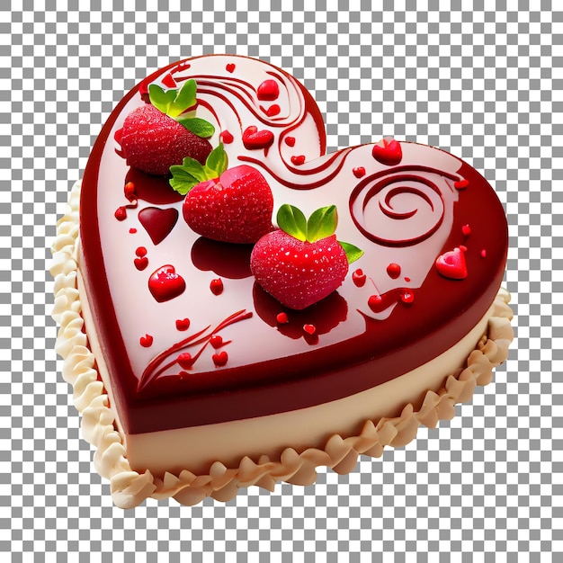 A chocolate cake with a heart shaped decoration 7 on transparent background