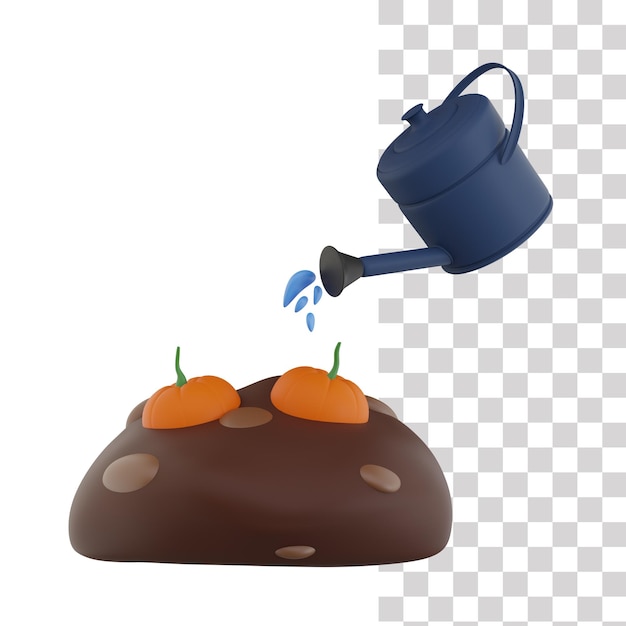 PSD a chocolate cake with a watering can pouring water over it.