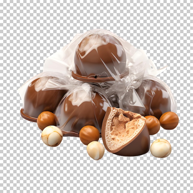 PSD Шоколадные конфеты, изолированные на прозрачном фоне
