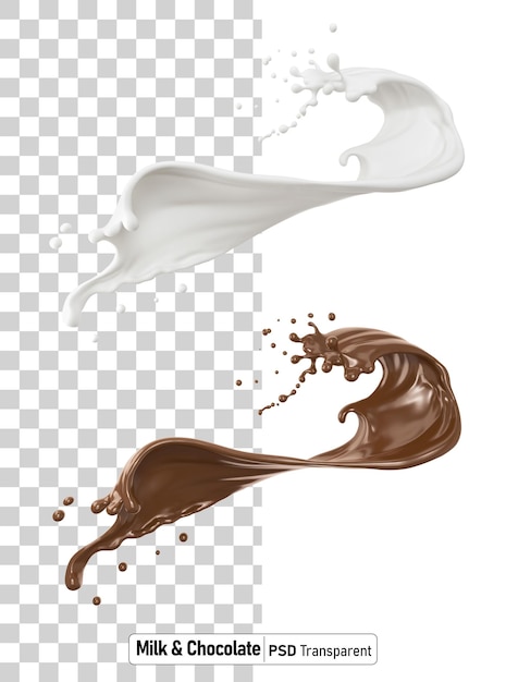 PSD spruzzata di cioccolato o cacao e latte