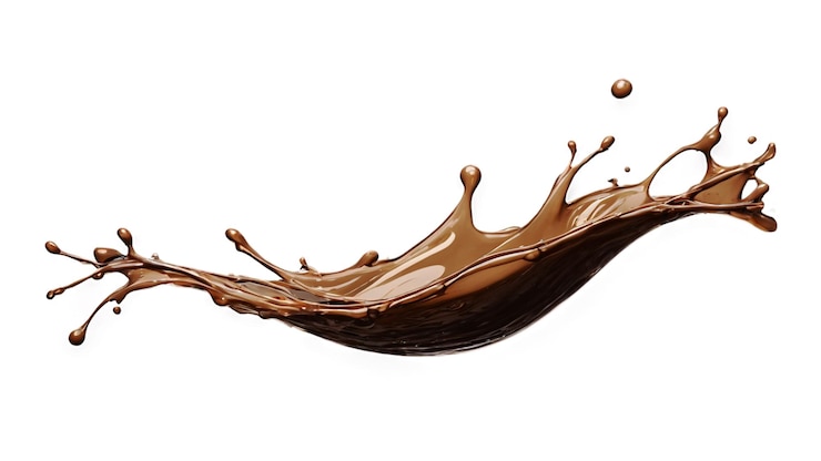 PSD chocolate coffee milk cocoa liquid splash on transparent white background