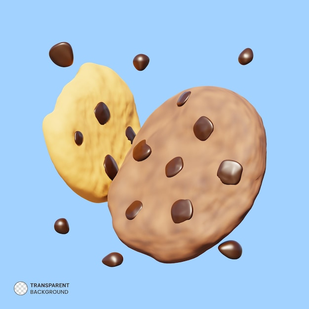 PSD 초콜릿 쿠키 아이콘 격리 된 3d 렌더링 그림