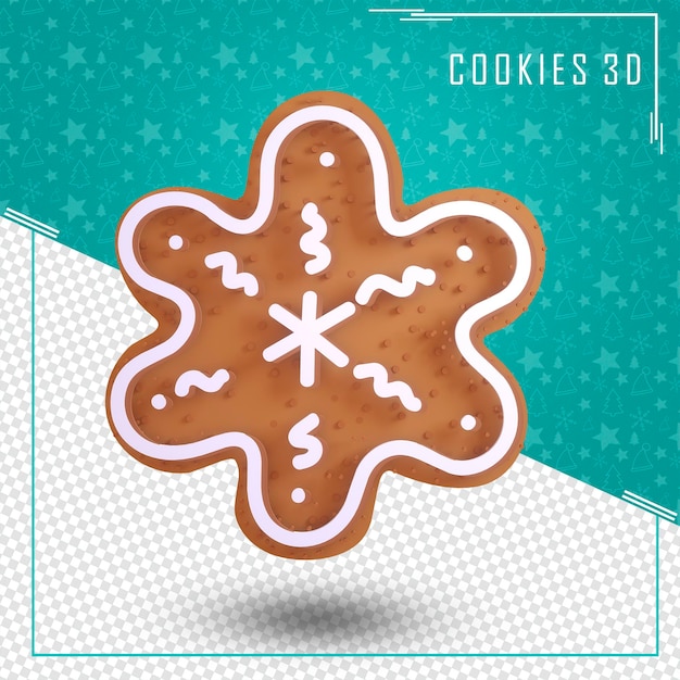 PSD chocolate cookies 3d for christmas isolated