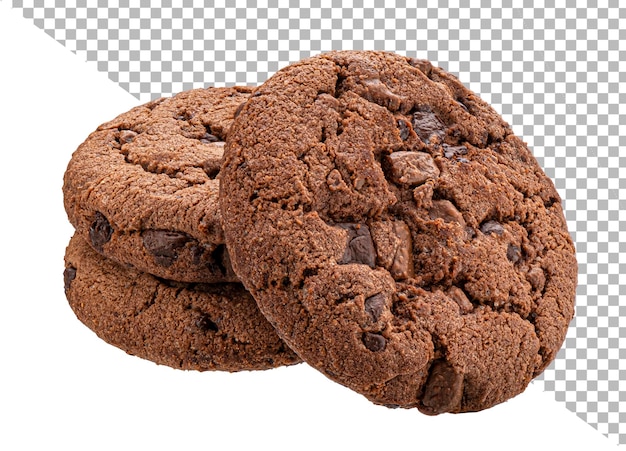 白い背景の被写界深度全体に分離されたチョコレートクッキー