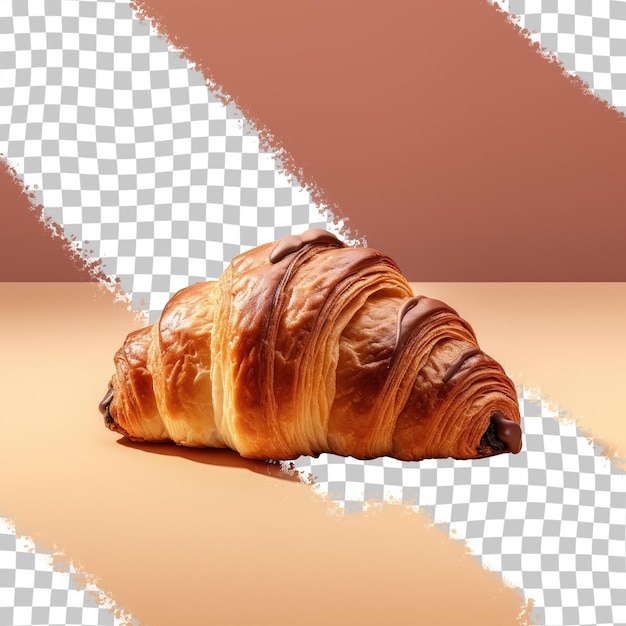 Chocolate covered croissant on transparent background