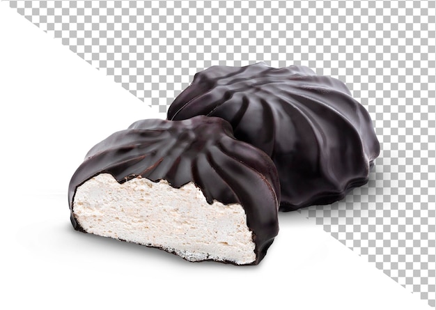 Chocolate covered marshmallows isolated