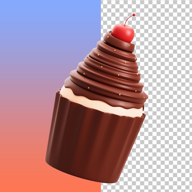 チョコレートカップケーキ 3D イラスト