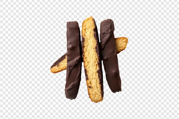 chocolate dipped biscotti isolated on a transparent background