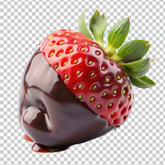 PSD chocolate dipped strawberrie on transparent background