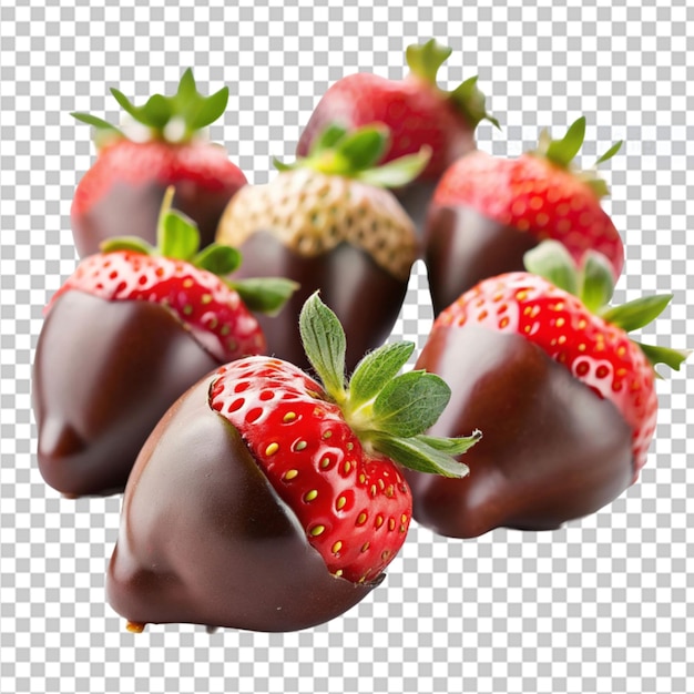 PSD chocolate dipped strawberrie on transparent background