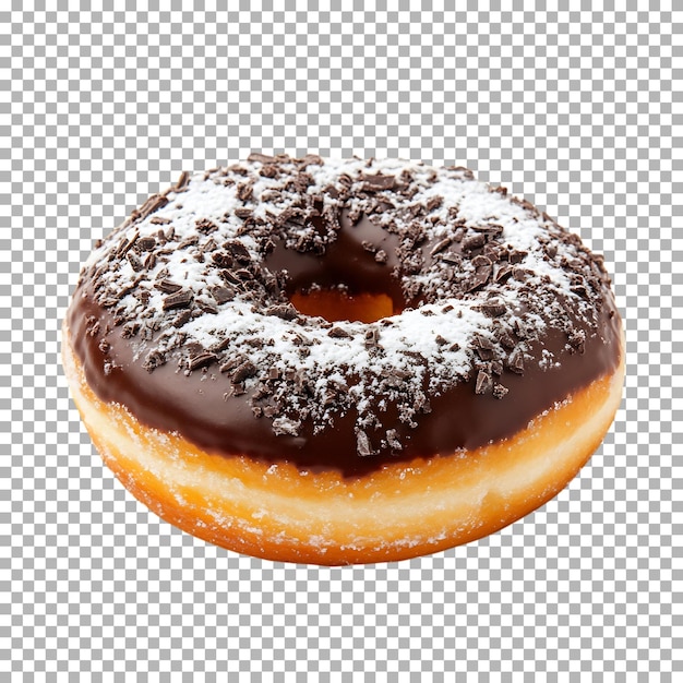 透明な背景に隔離されたスプリンクルのチョコレートドーナツ