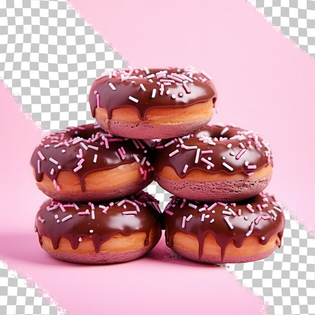 PSD chocolate donuts photographed on transparent background