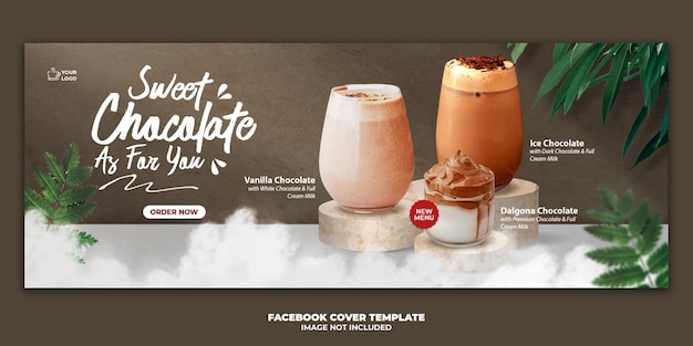 Chocolate Drink Menu Facebook Cover Banner Template For Restaurant Promotion