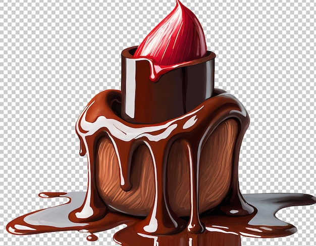 Chocolate dripping in lipstick shape