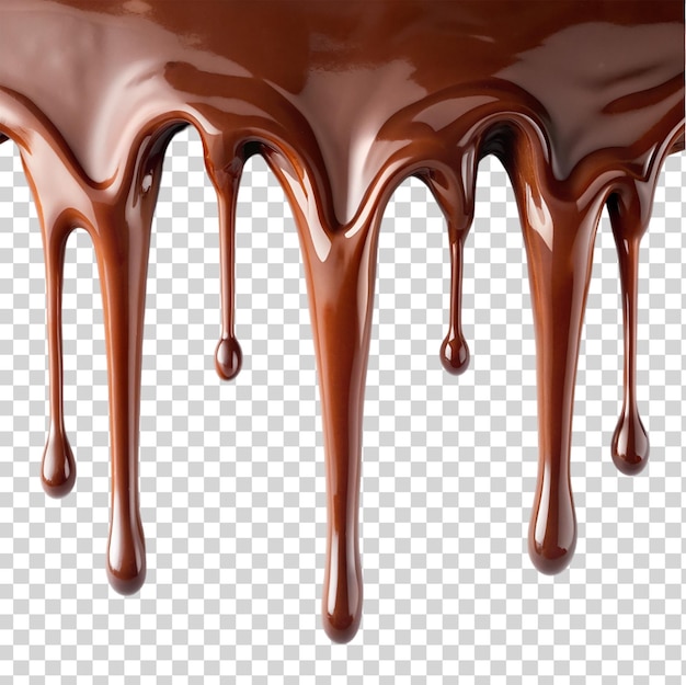 PSD chocolate dripping on transparent background