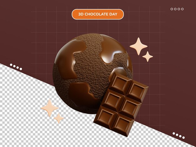 PSD chocolate earth 3d icon