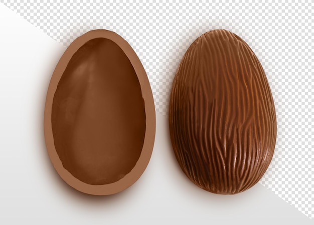 Chocolate easter egg with typical brazilian gourmet brigadeiro on transparent background