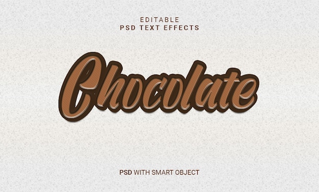 chocolate editable 3d text effect psd with smart object