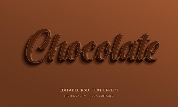 Modello di mockup con effetto stile testo modificabile al cioccolato