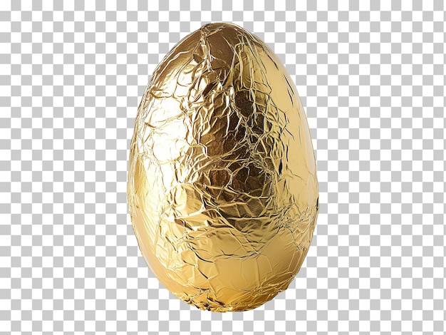 PSD chocolate egg wrapped in gold foil isolated on transparent background png psd