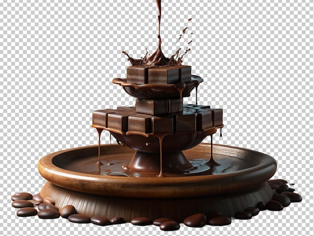 Chocolate falling from fountain