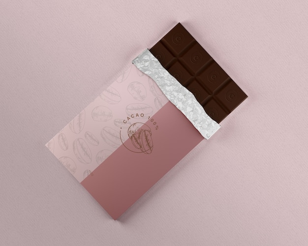 Foglio di cioccolato che avvolge mock-up