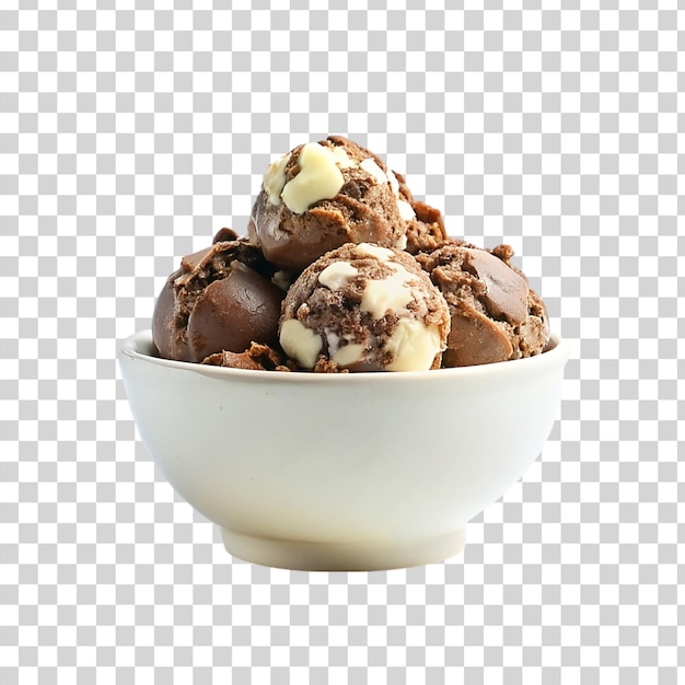 PSD chocolate ice cream on bowl on transparent background