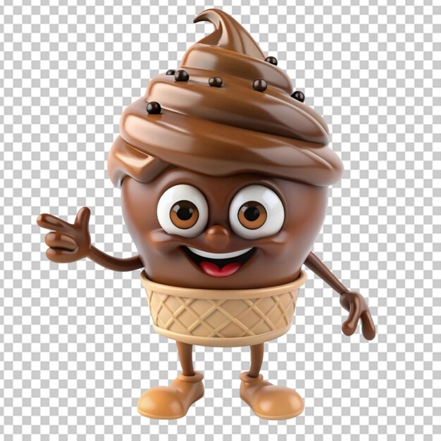 PSD chocolate ice cream characther transparent background