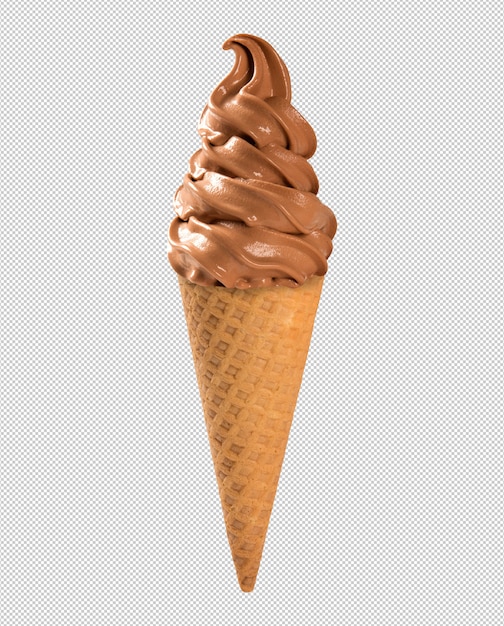 Chocolate ice cream in the crunchy cone