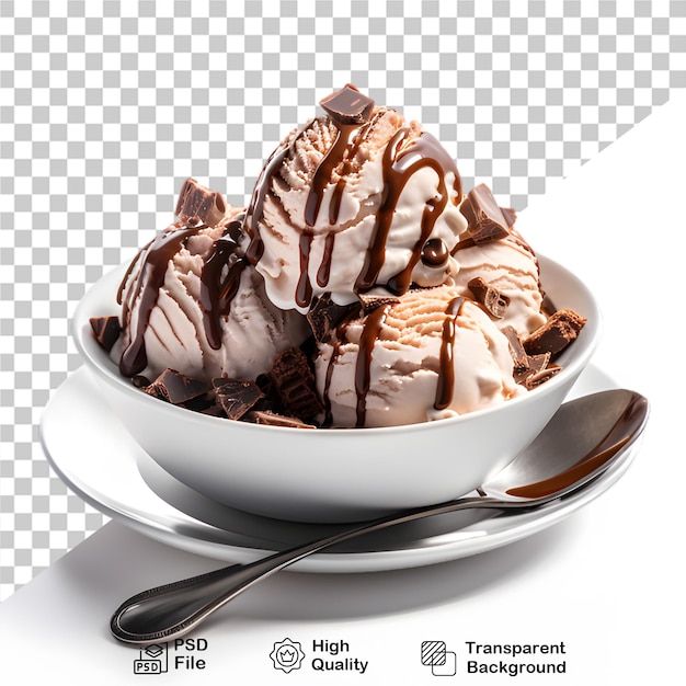 PSD chocolate ice cream dish isolated on transparent background png file