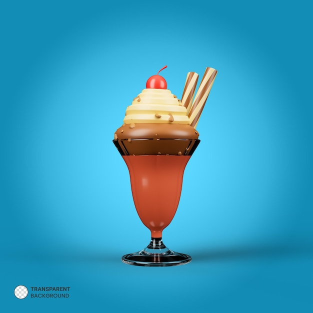 Chocolate ice cream icon isolated 3d render illustration