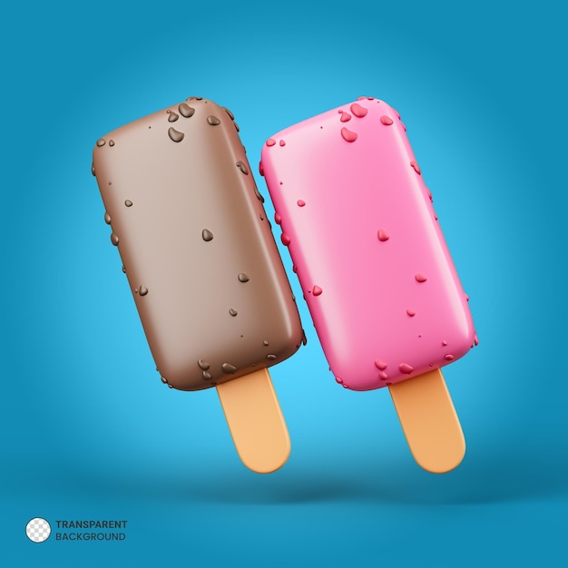 Значок шоколадного мороженого изолированная 3d визуализация