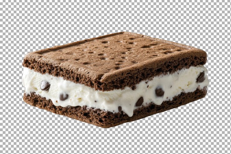 Chocolate Ice Cream Sandwich Isolated on Transparent Background