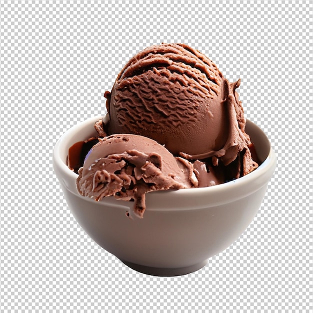 Chocolate ice cream scoop in a bowl