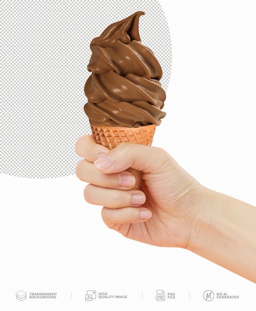 PSD chocolate ice cream on transparent background