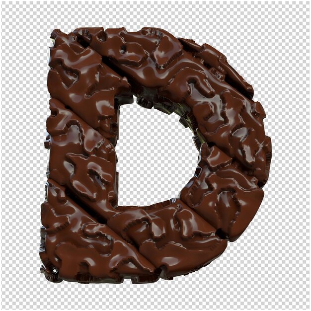 Chocolate letters bottom view. 3d letter d