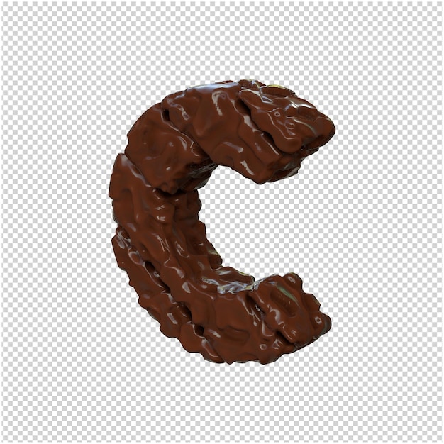 Chocolate letters turned to the left. 3d letter c